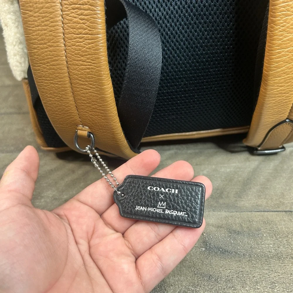 Coach Tan Shearling Motif West Backpack Bag CE437 Ginger Pebble Leather